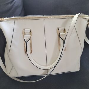 Aldo Cream Tote with Gold Accents